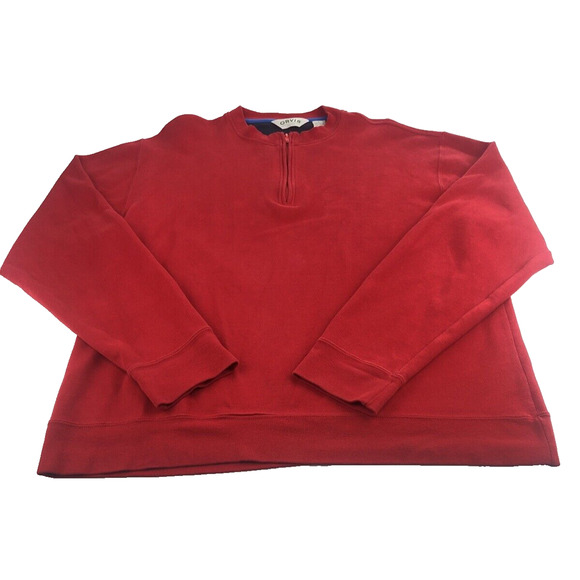 Orvis Men's Shirt Long Sleeve Pullover 1/4 Zip Sweater Red Heavyweight Large - Picture 1 of 15